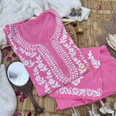 Vriksham Pink Chikankari Kurti & Pajama Set-VS4329